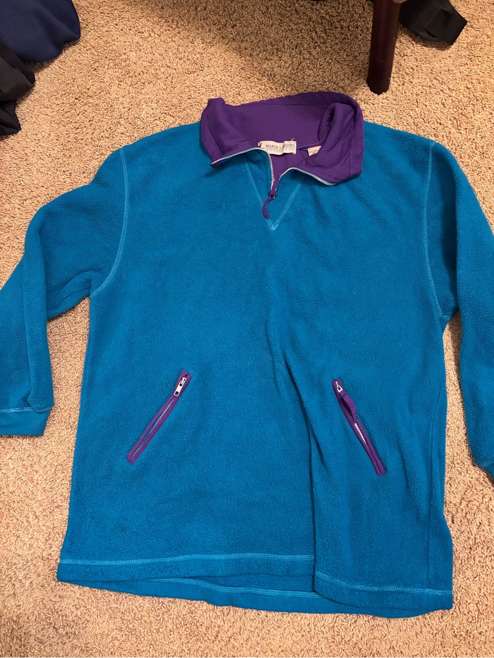 Marsh Landing Teal Zip-Up Fleece with Purple Trim